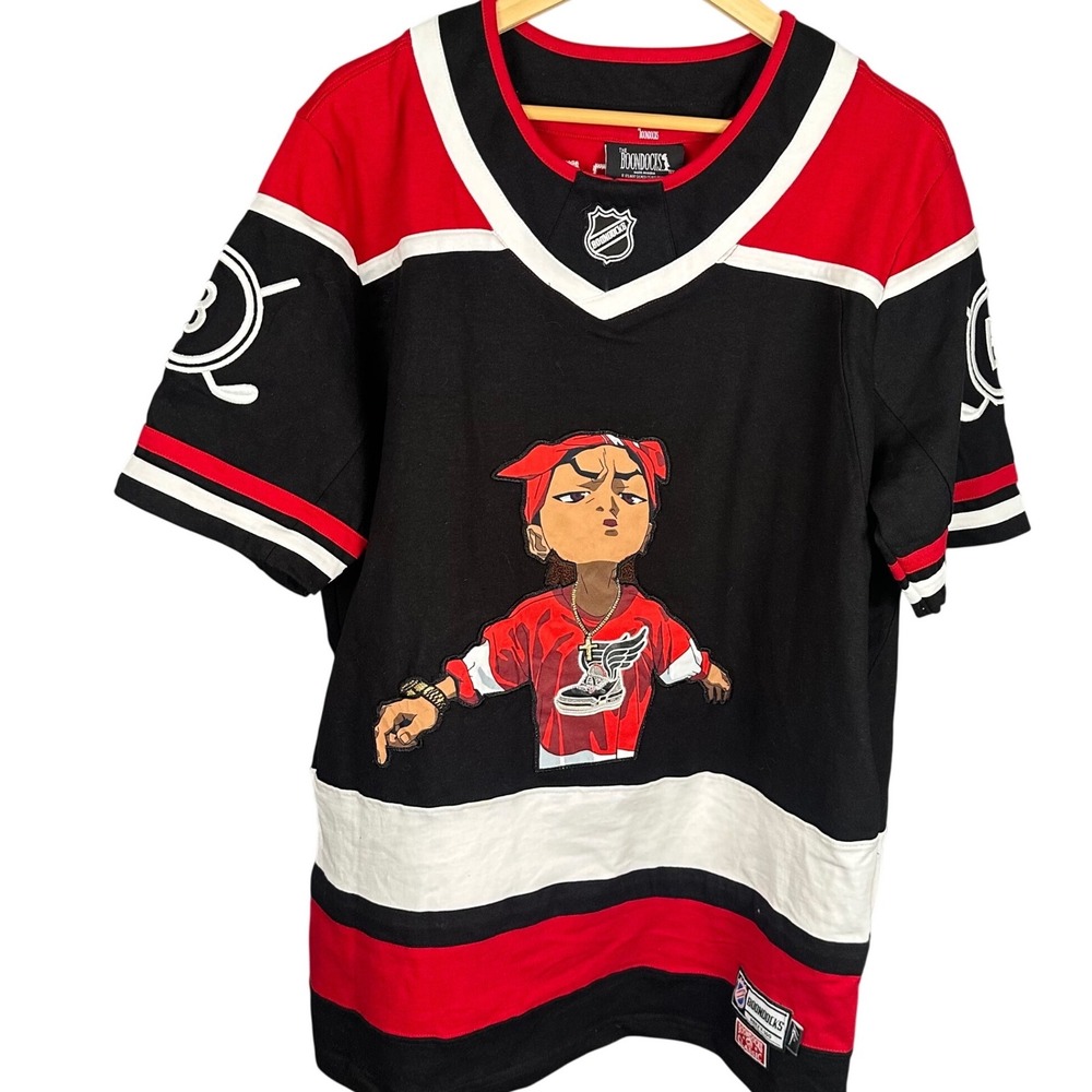 The Boondocks Riley Freeman Reezy 100 Hockey Jersey Shirt Black Red XL